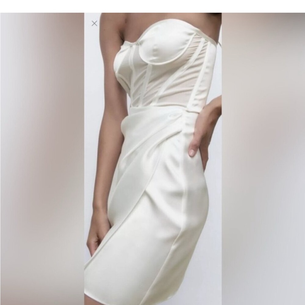 NWT Zara strapless satin sheer corset with boning - Picture 5 of 12